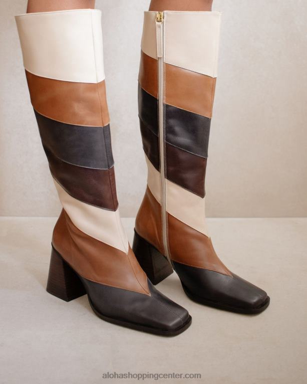 North vintage patchwork - beli in rjavi usnjeni škornji ženske Alohas 0D4R8478