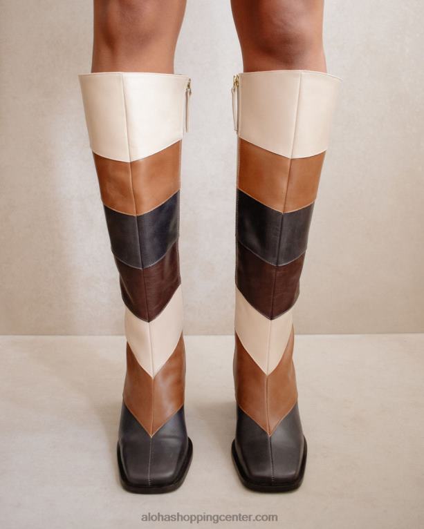 North vintage patchwork - beli in rjavi usnjeni škornji ženske Alohas 0D4R8478