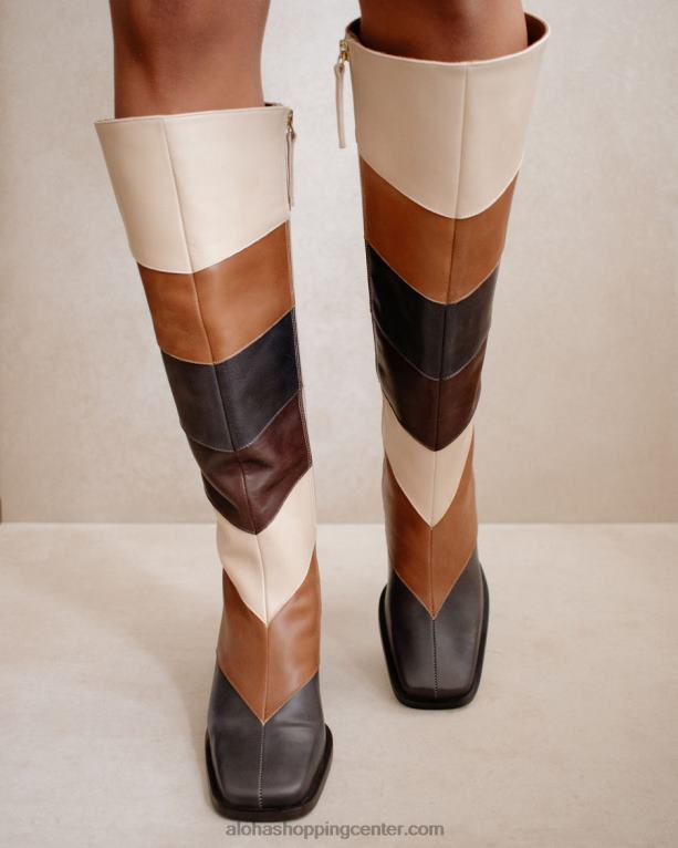 North vintage patchwork - beli in rjavi usnjeni škornji ženske Alohas 0D4R8478