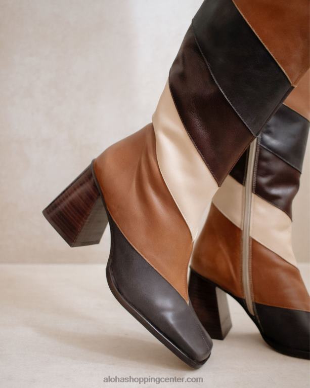 North vintage patchwork - beli in rjavi usnjeni škornji ženske Alohas 0D4R8478