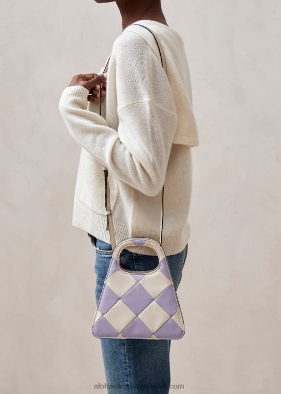 a scacchi - belo-vijolična karirasta torbica ženske Alohas 0D4R81098