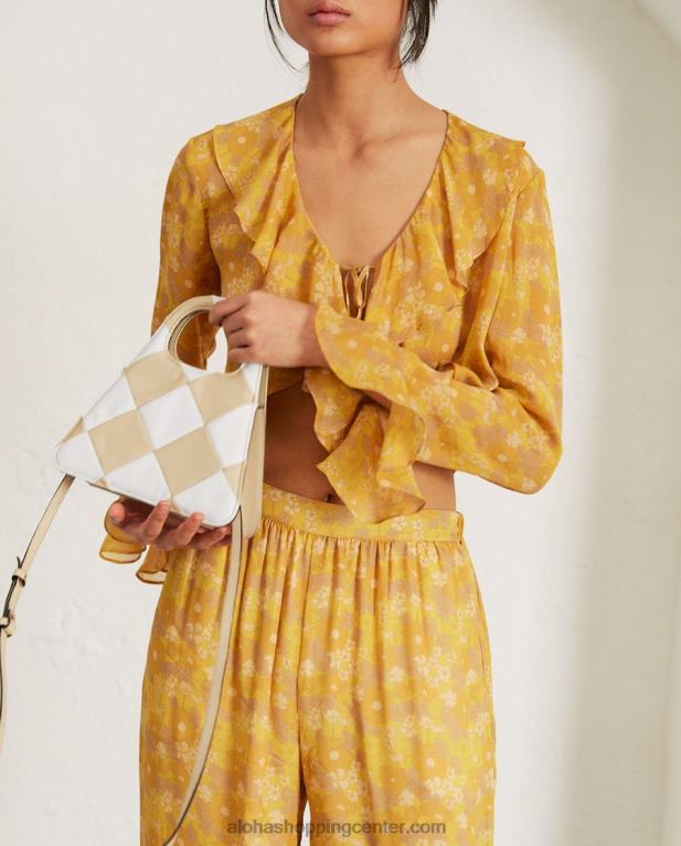 a scacchi - bež in krem ​​karirasta torbica ženske Alohas 0D4R81099