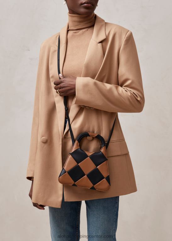 a scacchi - črno-rjava karirasta torbica ženske Alohas 0D4R81100