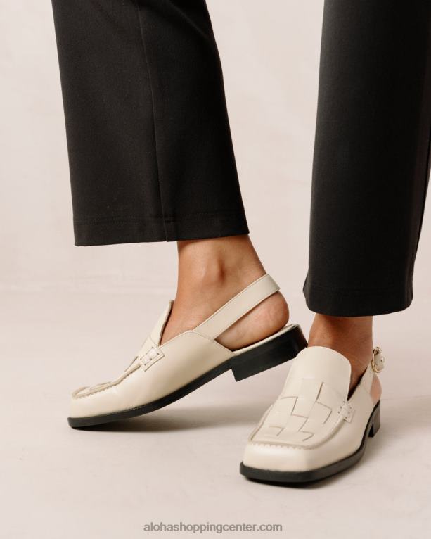 abe braided - beli usnjeni loaferji ženske Alohas 0D4R8308