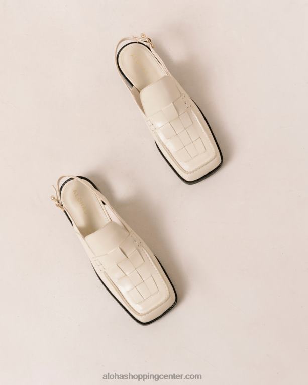 abe braided - beli usnjeni loaferji ženske Alohas 0D4R8308