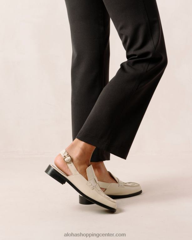 abe braided - beli usnjeni loaferji ženske Alohas 0D4R8308