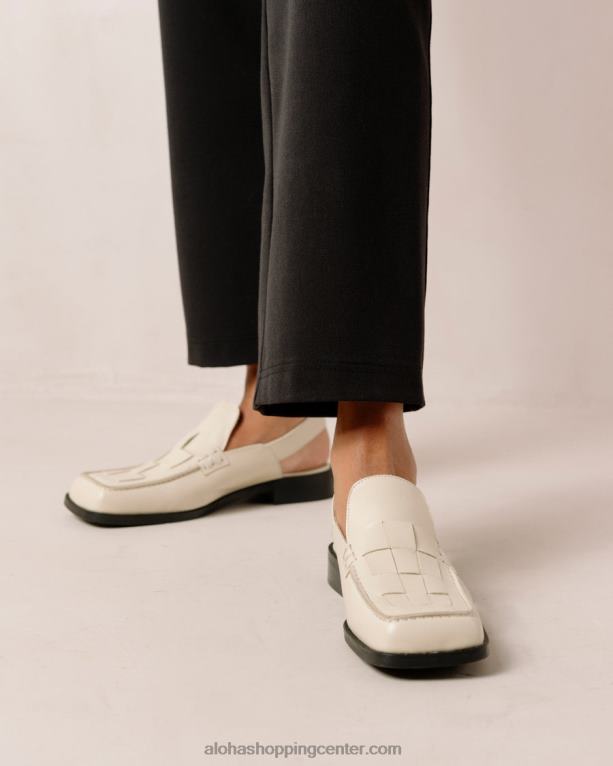 abe braided - beli usnjeni loaferji ženske Alohas 0D4R8308