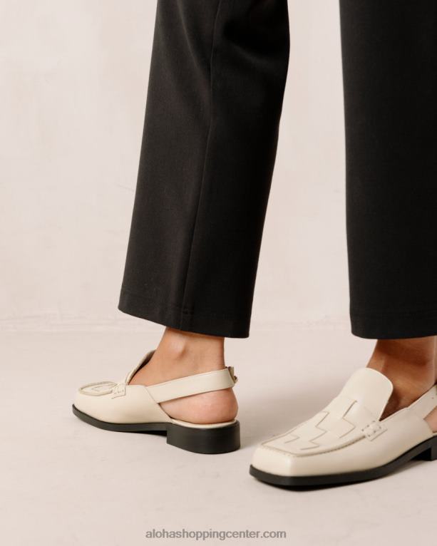 abe braided - beli usnjeni loaferji ženske Alohas 0D4R8308