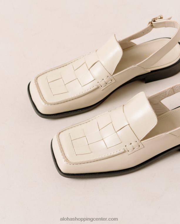 abe braided - beli usnjeni loaferji ženske Alohas 0D4R8308
