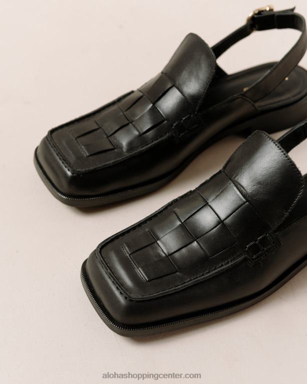 abe braided – črni usnjeni loaferji ženske Alohas 0D4R8307