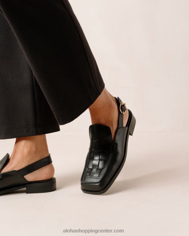 abe braided – črni usnjeni loaferji ženske Alohas 0D4R8307