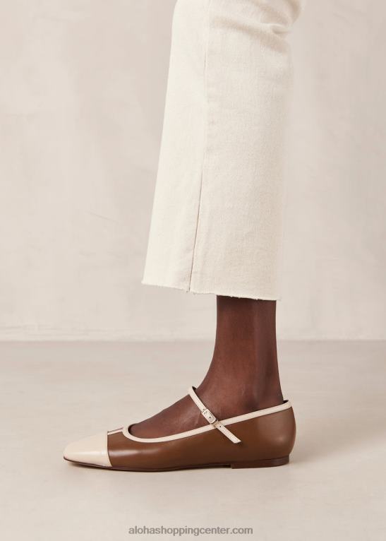 agate - beli in rjavi usnjeni mary jane čevlji ženske Alohas 0D4R8291