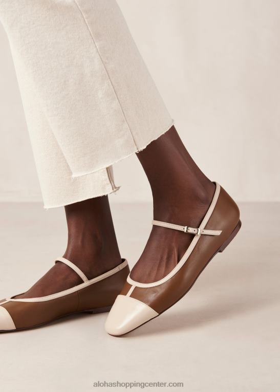 agate - beli in rjavi usnjeni mary jane čevlji ženske Alohas 0D4R8291