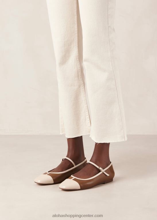 agate - beli in rjavi usnjeni mary jane čevlji ženske Alohas 0D4R8291