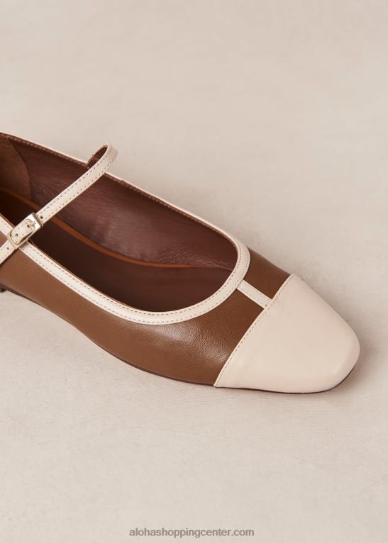 agate - beli in rjavi usnjeni mary jane čevlji ženske Alohas 0D4R8291