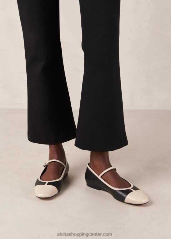 agate - črno-beli usnjeni čevlji Mary Jane ženske Alohas 0D4R8292