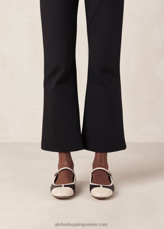 agate - črno-beli usnjeni čevlji Mary Jane ženske Alohas 0D4R8292