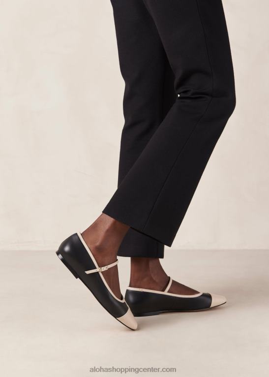 agate - črno-beli usnjeni čevlji Mary Jane ženske Alohas 0D4R8292