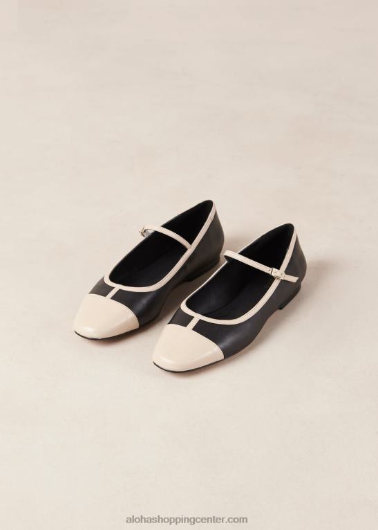 agate - črno-beli usnjeni čevlji Mary Jane ženske Alohas 0D4R8292