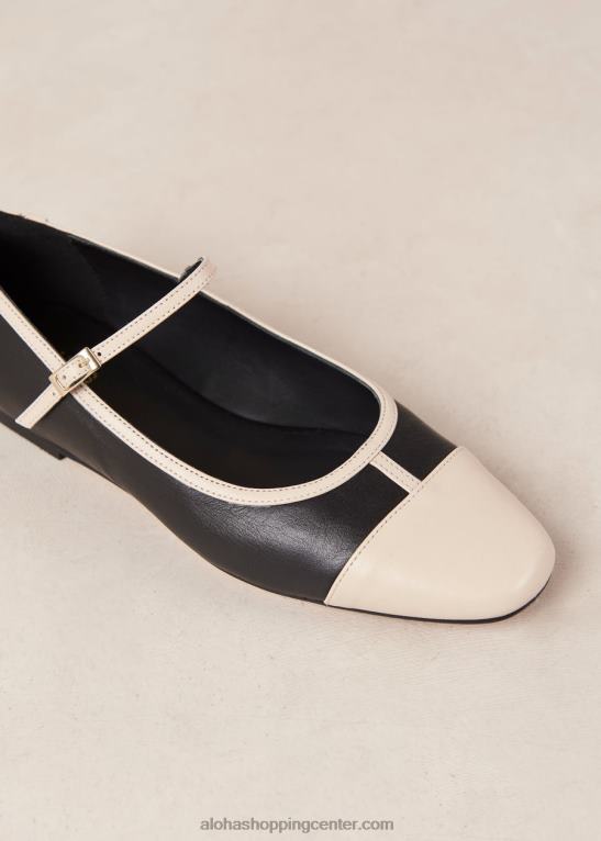 agate - črno-beli usnjeni čevlji Mary Jane ženske Alohas 0D4R8292