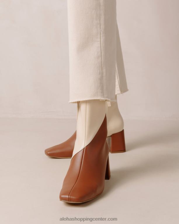 akvarel - beli in rjavi veganski usnjeni škornji ženske Alohas 0D4R8130