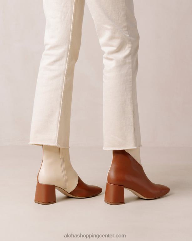 akvarel - beli in rjavi veganski usnjeni škornji ženske Alohas 0D4R8130