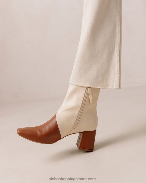 akvarel - beli in rjavi veganski usnjeni škornji ženske Alohas 0D4R8130