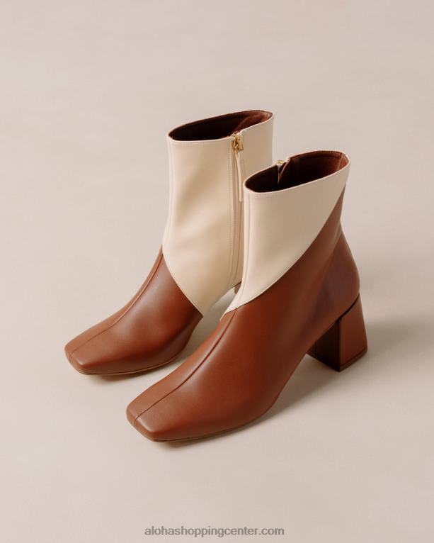 akvarel - beli in rjavi veganski usnjeni škornji ženske Alohas 0D4R8130