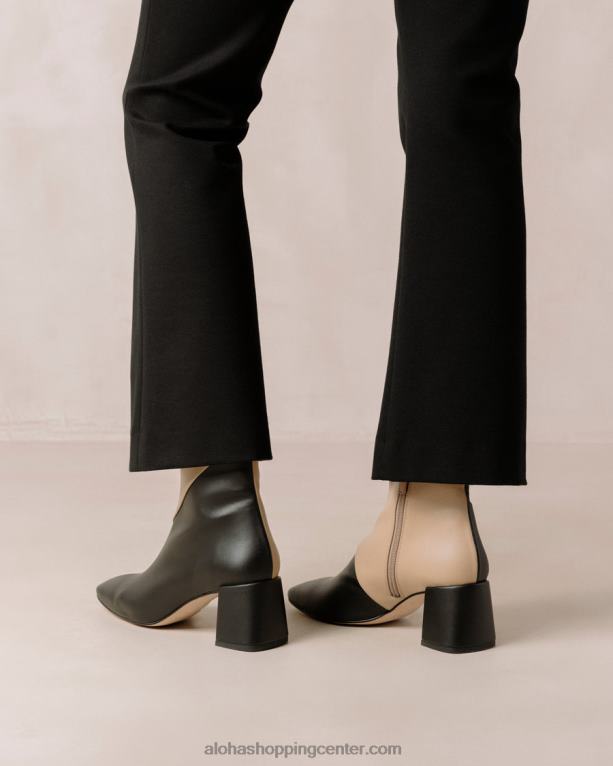 akvarel - črni in bež veganski usnjeni škornji ženske Alohas 0D4R8131