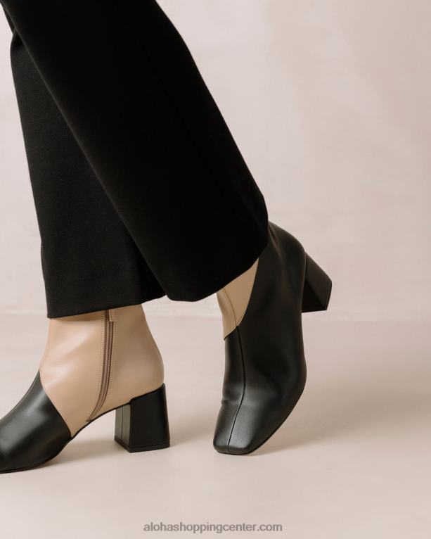 akvarel - črni in bež veganski usnjeni škornji ženske Alohas 0D4R8131