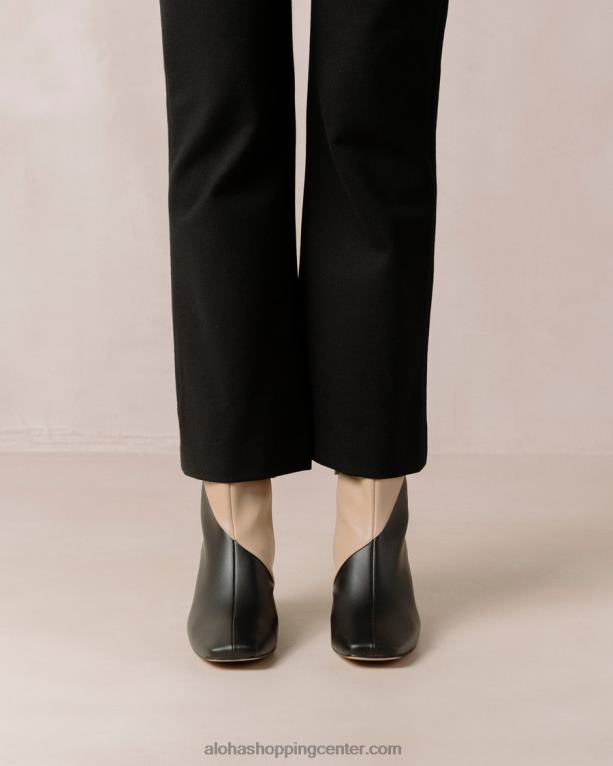 akvarel - črni in bež veganski usnjeni škornji ženske Alohas 0D4R8131