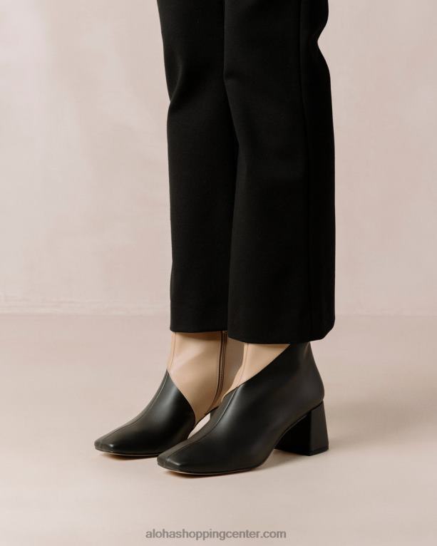 akvarel - črni in bež veganski usnjeni škornji ženske Alohas 0D4R8131