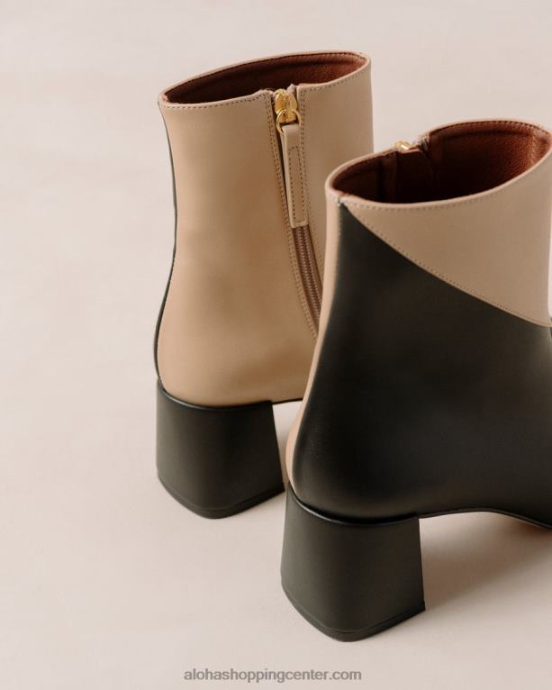 akvarel - črni in bež veganski usnjeni škornji ženske Alohas 0D4R8131