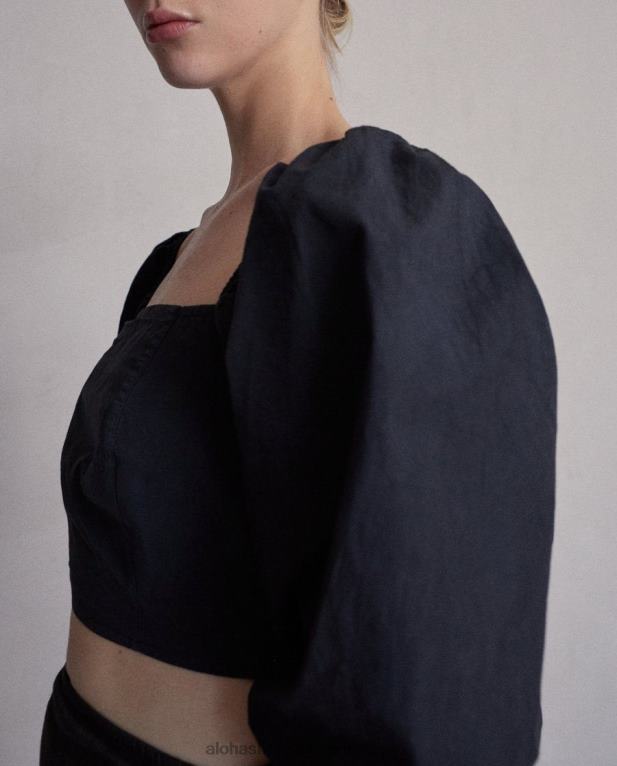 artist - črn bombažni top ženske Alohas 0D4R8855