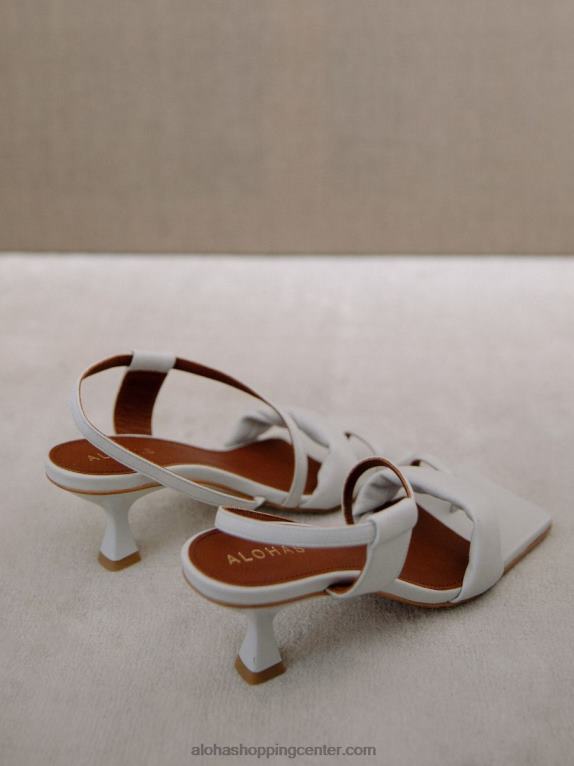 asimetrične naramnice - bele usnjene mule ženske Alohas 0D4R8502