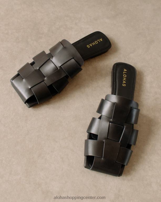 barney - črne usnjene mule ženske Alohas 0D4R8523