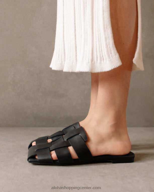 barney - črne usnjene mule ženske Alohas 0D4R8523