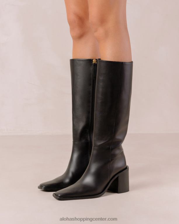 berta - črni usnjeni škornji ženske Alohas 0D4R8557