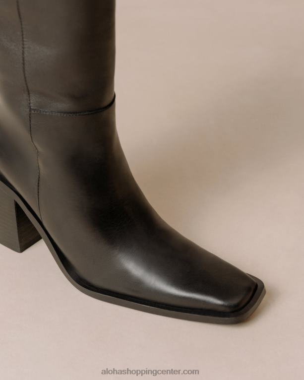 berta - črni usnjeni škornji ženske Alohas 0D4R8557