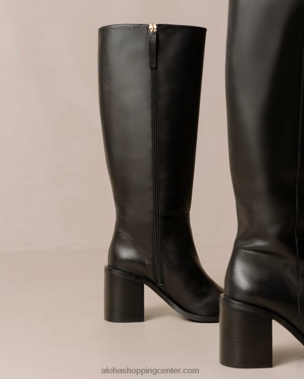 berta - črni usnjeni škornji ženske Alohas 0D4R8557