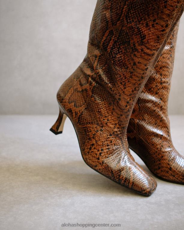 billy indo - rjavi kačji usnjeni škornji ženske Alohas 0D4R8582