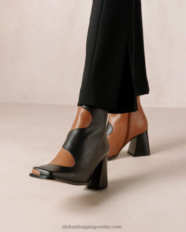 blair - črni in rjavi usnjeni škornji ženske Alohas 0D4R88