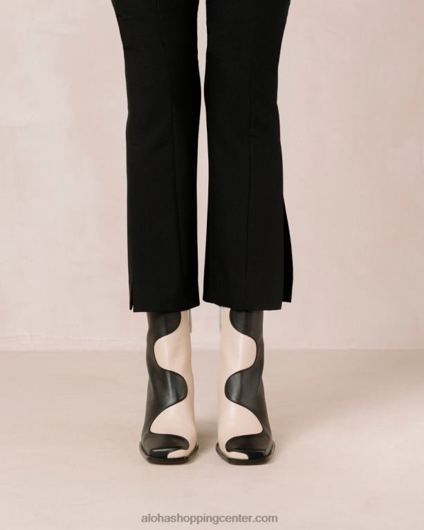 blair - črno-beli usnjeni škornji ženske Alohas 0D4R89