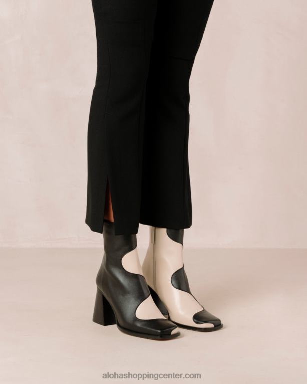 blair - črno-beli usnjeni škornji ženske Alohas 0D4R89