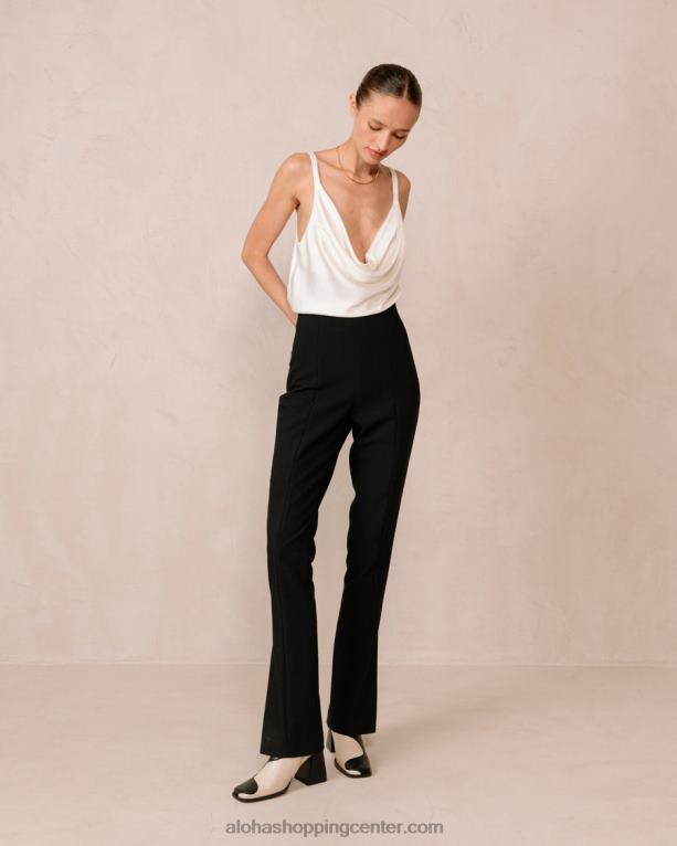 blair - črno-beli usnjeni škornji ženske Alohas 0D4R89