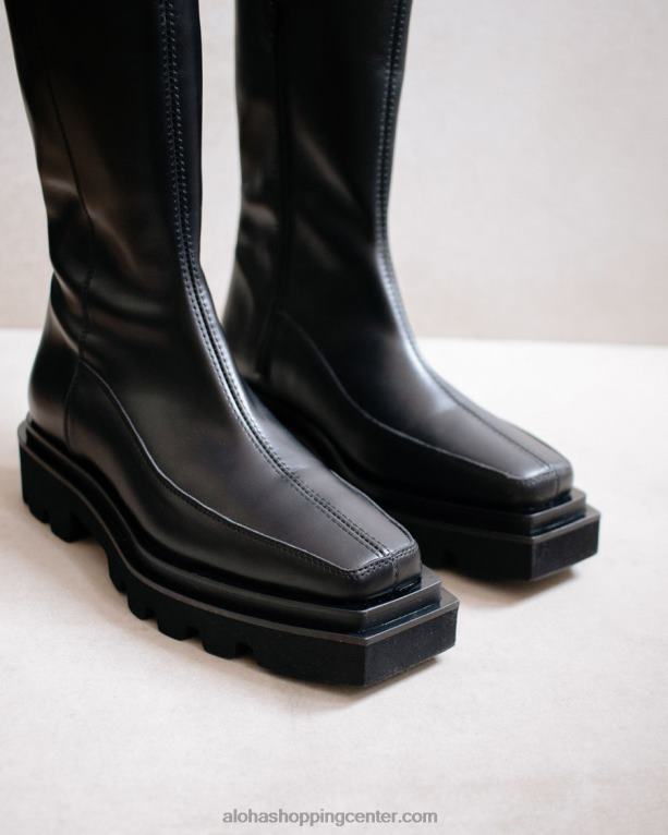 blok - črni usnjeni škornji ženske Alohas 0D4R8272