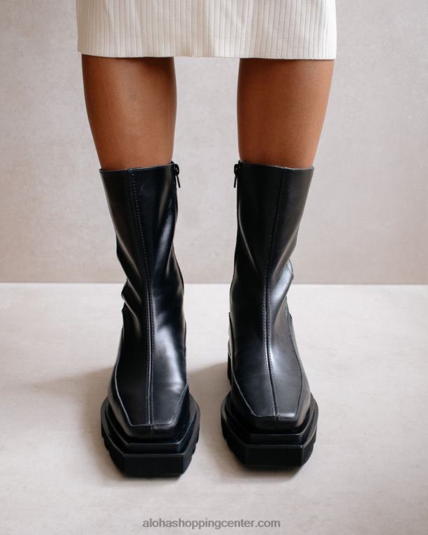 blok - črni usnjeni škornji ženske Alohas 0D4R8272