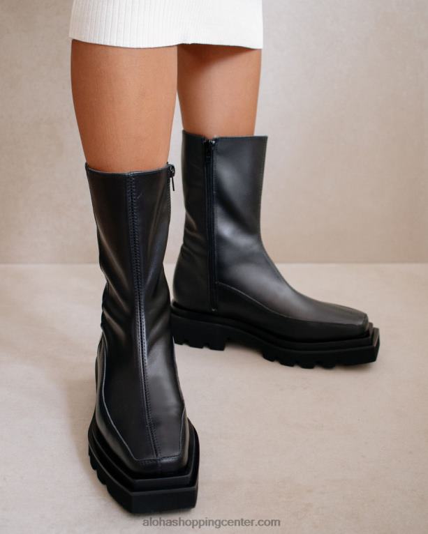 blok - črni usnjeni škornji ženske Alohas 0D4R8272