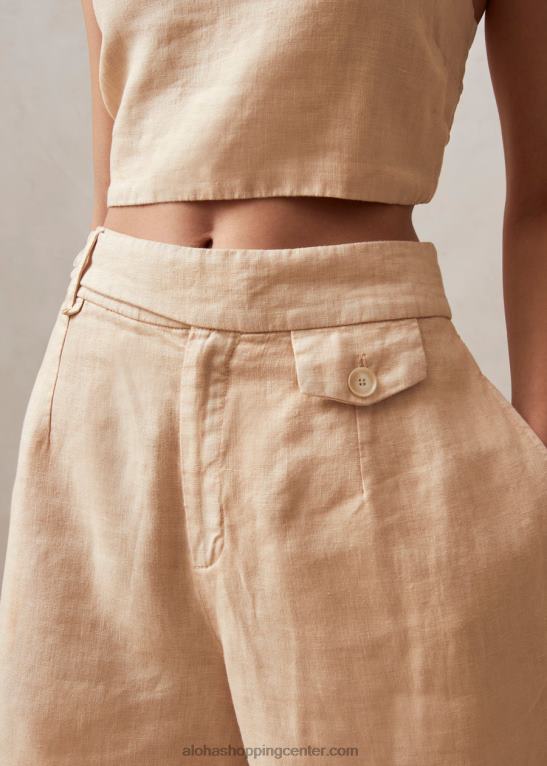 boa - bež lanene kratke hlače ženske Alohas 0D4R8630