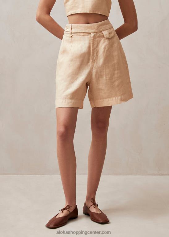 boa - bež lanene kratke hlače ženske Alohas 0D4R8630